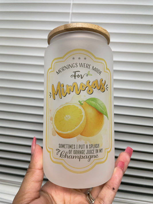 Mimosas Frosted Glass Can