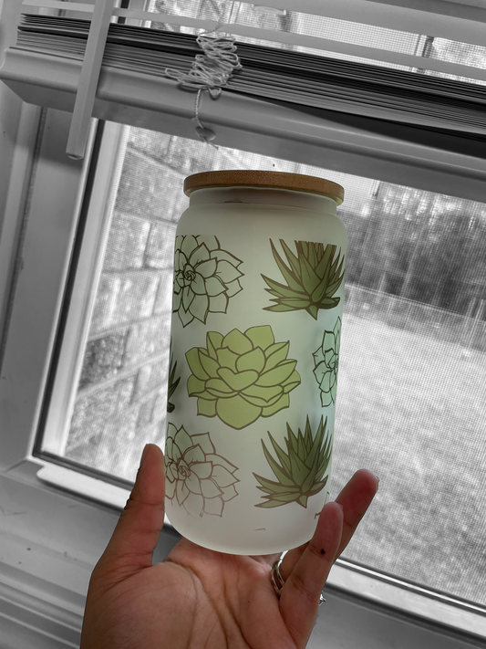 Plant Frosted Glass Can