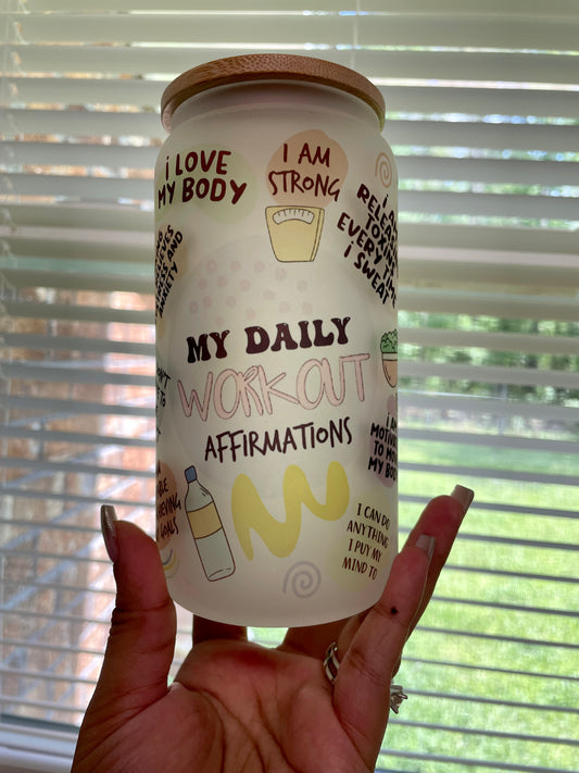Workout Affirmations Glass Can